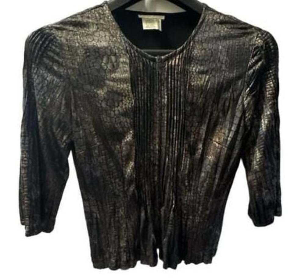 Alberto Makali Faux Snakeskin Zip-Front Top Size Small